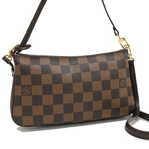 Louis Vuitton Navona Accessory Clutch Ebene Brown Leather Brown